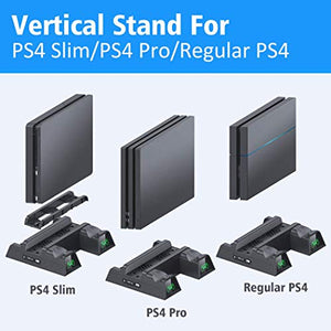 PS4 Stand Cooling Fan Station for Playstation 4/PS4 Slim/PS4 Pro, OIVO PS4 Pro Vertical Stand with Dual Controller EXT Port Charger Dock Station and 12 Game Slots