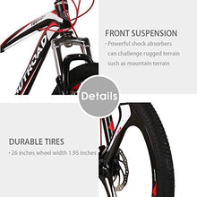 Load image into Gallery viewer, PanAme Mountain Bike 26 Inches Outroad 21 Speed Suspension Fork Anti-Slip Bicycle with Dual Disc Brake and High Carbon Steel Frame for Men and Women, Red
