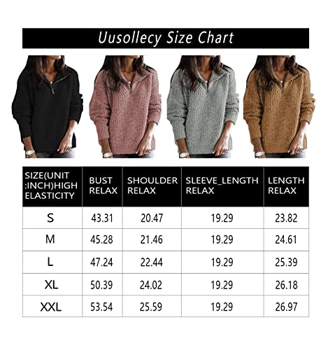 Load image into Gallery viewer, Uusollecy Women Long Sleeve Zipper Sweater Pullover, Fleece Solid Crochet Outwear, Casual Loose Sweaters Tops Fall Winter for Women Black Small