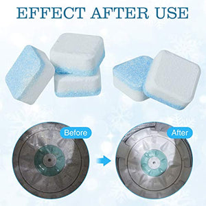CAMTOA Solid Washing Machine Cleaner Effervescent Tablet Washer Cleaner Eco-Friendly Deep Cleaning Detergent with Triple Decontamination for Front Load and Top Load Washers （12 PCS）