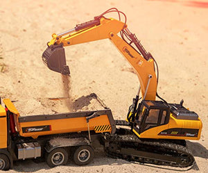 Top Race 23 Channel Hobby Remote Control Excavator, V4, Construction Vehicle RC Tractor, Full Metal Excavator Toy, Carries 180 Lbs, Diggs 1.1 Lbs Per Cubic Inch, Real Smoke, Use With our RC Dump Truck