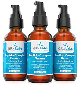Peptide Complex Serum/Collagen Booster for the Face with Hyaluronic Acid and Chamomile Extract - Anti Aging Peptide Serum, Reduces Wrinkles, Heals and Repairs Skin - Tightening Effect - 1 fl oz
