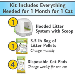 Purina Tidy Cats Hooded Litter Box System, BREEZE Hooded System Starter Kit Litter Box, Litter Pellets & Pads, 10.37 lb (00070230168689)