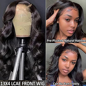 13x4 Body Wave Lace Front Wigs Human Hair Wigs for Black Women Glueless Lace Frontal Wigs Brazilian Virgin Human Hair Pre Plucked Bleached Knots Natural Color Wet and Wavy (30 Inch, Body Wave Wigs)