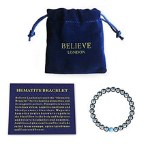 Load image into Gallery viewer, Believe London Hematite Magnetic Therapy Bracelet with Jewelry Bag &amp; Meaning Card | Strong Elastic | Precious Natural Stones Healing
