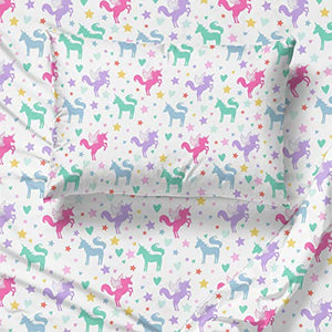 Jay Franco Unicorn Rainbow 4 Piece Twin Bed Set - Includes Comforter & Sheet Set - Super Soft Fade Resistant Microfiber