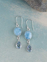 Load image into Gallery viewer, YoTreasure Larimar &amp; Blue Topaz 925 Sterling Silver Teardrop Dangle Earrings Birthstone Jewelry
