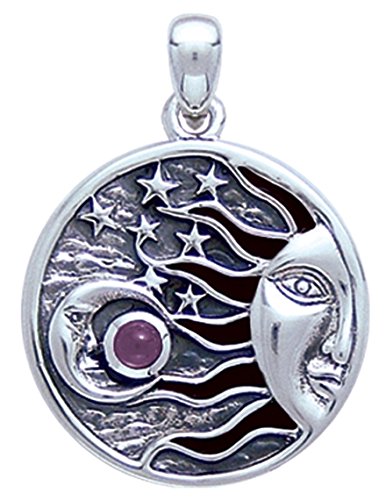 Jewelry Trends Sterling Silver with Amethyst Celestial Sun Moon Stars Pendant