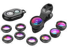 Load image into Gallery viewer, Apexel Phone Camera Lens-Macro Lens+Wide Lens+Fisheye Lens+Telephoto Lens+CPL/Flow/Radial/Star Filter+Kaleidoscope 3/6 Lens 10 in 1 Lens Kit +Remote Shutter for iPhone, Samsung,LG and Most Smartphones
