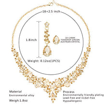 Load image into Gallery viewer, 3 Pack Bridal Austrian Rhinestone Crystal Necklace Link Bracelet and Teardrop Dangle Earrings Jewelry Set Gifts fit with Wedding Dress Party
