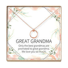 Load image into Gallery viewer, Dear Ava Great Grandmother Gift Necklace: Great Grandma to Be, Generations, Gift Idea, 2 Linked Circles (Rose-Gold-Plated-Brass, NA)

