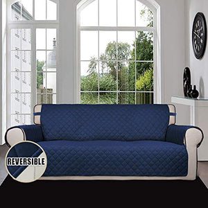 Easy-Going Sofa Slipcover Reversible Sofa Cover Water Resistant Couch Cover with Foam Sticks Elastic Straps Furniture Protector for Pets Kids Children Dog Cat(Sofa, Navy/Ivory)