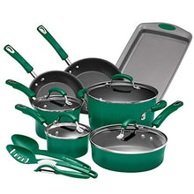 Load image into Gallery viewer, Rachael Ray Porcelain Enamel Aluminum Nonstick 14 piece Cookware Set (Fennel Green)
