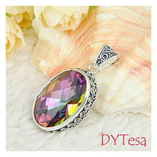 Load image into Gallery viewer, DYTesa 66 Ct Huge Vintage Natural Rainbow Mystical Topaz Gemstone Solid Silver Pendant
