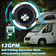 Load image into Gallery viewer, Macerator Pump for RV, 12V Motor Quick Release RV Waste Waste Chopper Pump Portable Self-priming Macerator for RV Camper Trailer Boat, 30s Run Dry Protection
