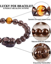 Load image into Gallery viewer, Lightock Fox Ice Obsidian Bracelet Engraved in Sanskrit Six-Word Lucky Bracelet for Women 10mm Beads
