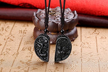 Load image into Gallery viewer, COAI His and Hers Dragon and Phoenix Black Obsidian Stone Pendant Necklace for Couples
