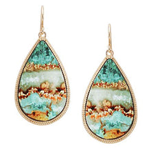 Load image into Gallery viewer, Bonaluna Boho Printed on Wood Teardrop Statement Earrings
