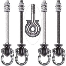 Load image into Gallery viewer, Dolibest Set of 4 Permanent Antirust Stainless Steel 304 Heavy Duty Swing Hangers, Playground Porch Yoga Seat,for Wood and Steel Beam Yoga Hammock Chair Punching 1500LB Capacity,180° Swing,9.64''
