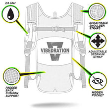 Load image into Gallery viewer, Vibedration GA 2 Liter Hydration Pack Water Backpack for Running, Hiking, Biking, Cycling, Climbing, Festivals (Black Diamond)
