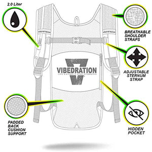 Vibedration GA 2 Liter Hydration Pack Water Backpack for Running, Hiking, Biking, Cycling, Climbing, Festivals (Black Diamond)