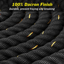 Load image into Gallery viewer, KINGSO Battle Rope 1.5 Inch Heavy Battle Exercise Training Rope 30ft Length Workout Rope 100% Dacron Fitness Rope for Strength Training Home Gym Outdoor Cardio Workout, Anchor Included
