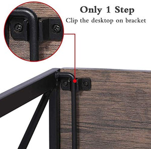 Writing Computer Desk Modern Simple Study Desk Industrial Style Folding Laptop Table for Home Office Notebook Desk Brown Desktop Black Frame