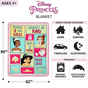 Franco Kids Bedding Super Soft Plush Micro Raschel Blanket, 62 in x 90 in, Disney Princess