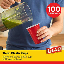 Load image into Gallery viewer, Glad Everyday Disposable Plastic Cups for Everyday Use | Red Plastic Cups Strong and Sturdy Red Plastic Party Cups for All Occasions, 16 Oz Cups (100 Count)
