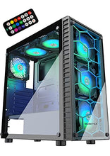 Load image into Gallery viewer, MUSETEX ATX PC Case with 6 Pcs 120mm ARGB Fans, Computer Gaming Case Mid-Tower Phantom Black, Tempered Glass Computer Chassis, USB 3.0, MN6-B
