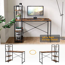 Load image into Gallery viewer, Bestier Computer Desk with Shelves,Writing Desk with Storage Bookshelf Reversible Study Table Office Corner Desk with Shelves Home Office Desk with Bookshelf Easy Assemble (47 Inch, Rustic Brown)

