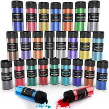 Load image into Gallery viewer, 24 Colors Mica Powder Set 0.35 oz(10g)- Natural Cosmetic Grade Pearlescent Pigment Powder for Epoxy Resin,Soap Dye,Candle Making,Bath Bombs,Lip Gloss,Slime,DIY Crafts,Paints,Jewelry,Rainbow Color
