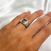Load image into Gallery viewer, Southwestern Style Natural Turquoise Gemstone Sterling Silver Wolf Paw &amp; Claw Ring Size 10
