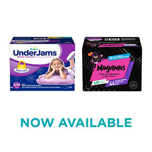 Pampers UnderJams Disposable Bedtime Underwear for Girls, Size S/M, 50 Count, Super Pack