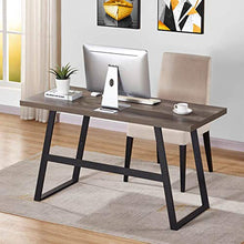 Load image into Gallery viewer, BON AUGURE Rustic Wood Computer Desk, Industrial PC Writing Desk, Vintage Study Table for Home Office Workstation (55 inch, Grey Oak)
