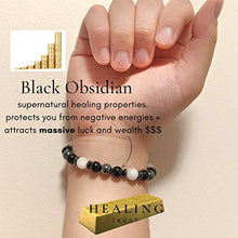 Load image into Gallery viewer, HEALING TRUST Feng Shui Black Obsidian Wealth Bracelet with White Jade Hematite Crystals and Healing Stones. EMF Protection bracelet, 100% Massive Wealth and Abundance Money Attraction, Negative Energy Protection, Healing Crystals, Earthing, Strength and
