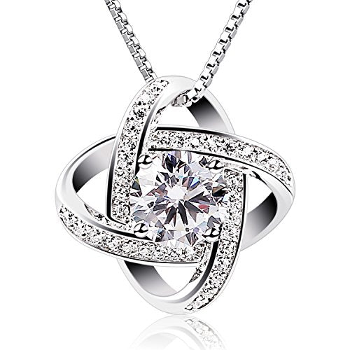 B.Catcher Silver Necklace Womens 925 Silver Cubic Zirconia Pendant Gemini Necklace
