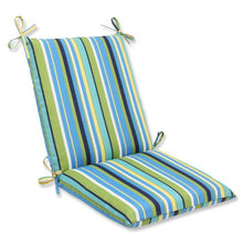 Load image into Gallery viewer, Pillow Perfect Outdoor/Indoor Topanga Stripe Lagoon Square Corner Chair Cushion, 1 Count (Pack of 1), Blue
