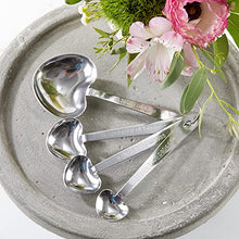 Load image into Gallery viewer, Kate Aspen Love Beyond Measure Spoons, Heart Shaped Measuring Spoons, Stainless Steel, Pack of 4, (13072NA)
