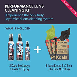Koala Eyeglass Lens Cleaner Spray Kit | American Made | 18 Ounces + 3 Koala Cloths | Streak and Alcohol Free | Carefully Engineered Glasses Cleaner | Safe for All Lenses