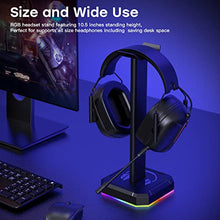 Load image into Gallery viewer, Headphone Stand Gaming Headset Holder with RGB Light,Suitable for Most Headphone Such as Gaming Headphone/Bluetooth Headphone/Telephone Headset (Basic Black)
