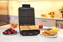 Load image into Gallery viewer, KRUPS Belgian Waffle Maker, Waffle Maker with Removable Plates, 4 Slices, Black and Silver
