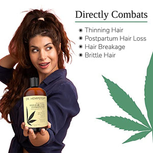 Hair Growth Shampoo and Conditioner Set for Thinning Hair and Hair Loss for Men and Women 18 oz - Hemp Oil, Biotin, Natural and Organic Ingredients - Hair Thickening and Volumizing