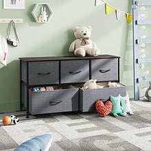 Load image into Gallery viewer, WLIVE Dresser for Bedroom with 5 Drawers, Wide Chest of Drawers, Fabric Dresser, Storage Organizer Unit with Fabric Bins for Closet, Living Room, Hallway, Nursery, Black Gray
