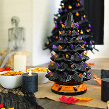 Load image into Gallery viewer, Best Choice Products Pre-Lit 15in Ceramic Tabletop Halloween Tree Holiday Decoration w/Orange &amp; Purple Bulb Lights
