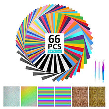Load image into Gallery viewer, Lvoess HTV Heat Transfer Vinyl Bundle, 66 Pack 12" x 10" Iron on Vinyl Sheets with 3 Pcs Weeding Tools Set, Easy Cut &amp; Weed, for Heat Press Design T-Shirts, Silhouette Cameo or Heat Press Machine
