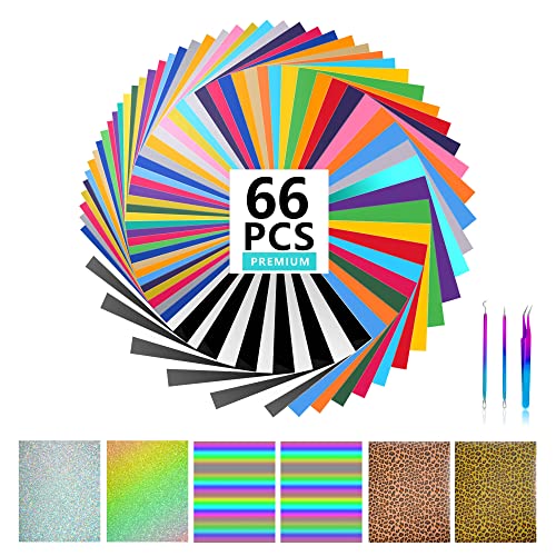 Lvoess HTV Heat Transfer Vinyl Bundle, 66 Pack 12
