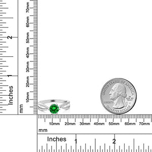 Gem Stone King 925 Sterling Silver Green Simulated Emerald Women's Engagement Ring (1.69 Ct Round Cut) (Size 8)