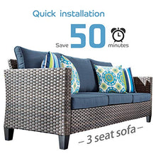 Load image into Gallery viewer, ovios Patio furnitue, Outdoor Furniture Sets,Morden Wicker Patio Furniture sectional with Table and Pillow,Backyard,Pool (Grey-Denim Blue)
