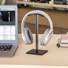 Load image into Gallery viewer, Headphone Stand Headset Holder New Bee Earphone Stand with Aluminum Supporting Bar Flexible Headrest ABS Solid Base for All Headphones Size (Black)

